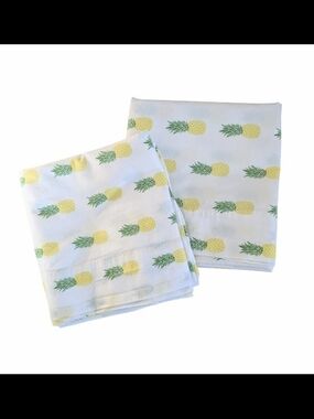 Poppy & Fritz Pineapple Print Standard Pillowcase Set 2 Piece 100% Cotton White